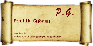 Pitlik György névjegykártya
